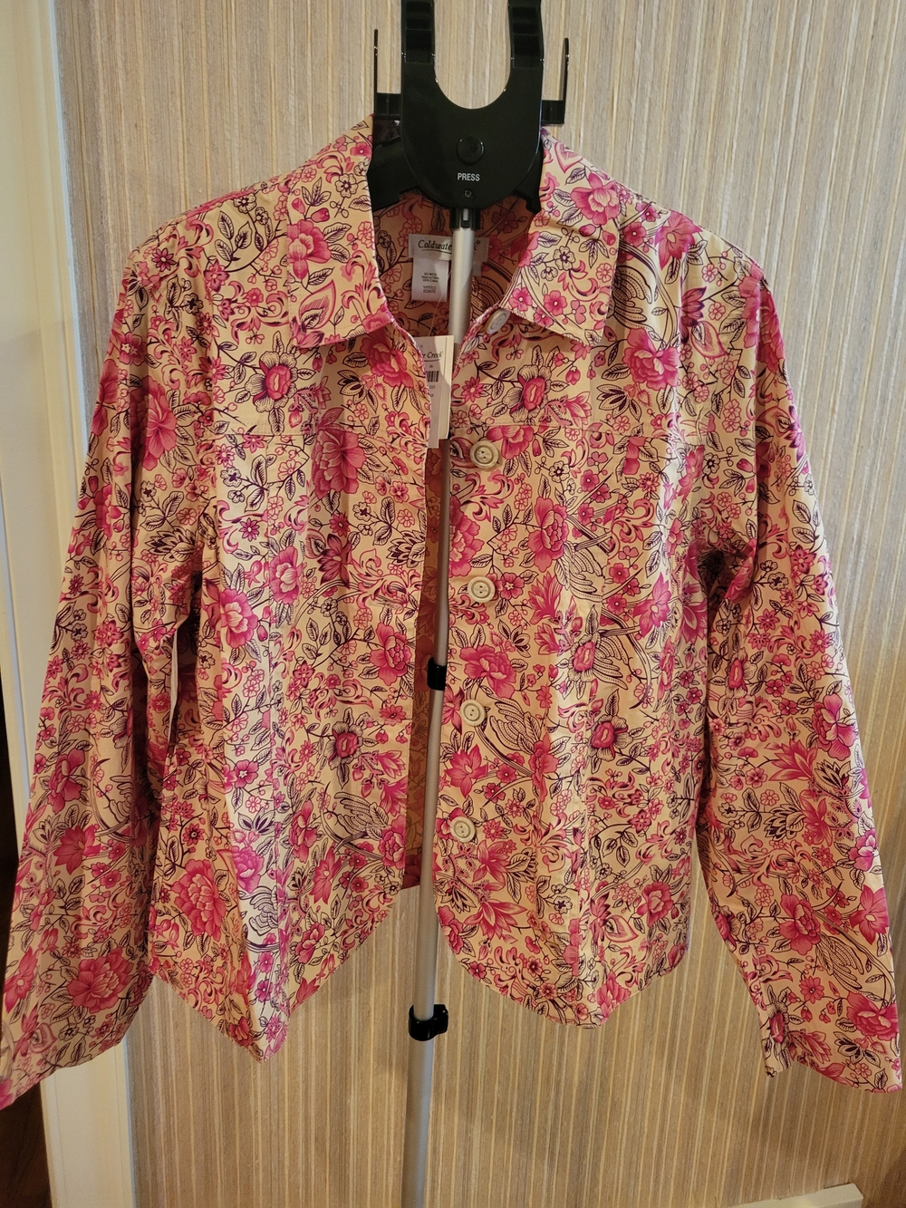 Floral Button Jacket/ Shirt  in Pink by Coldwater Creek NWT Misses14-16 Large